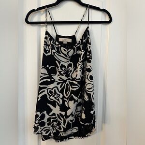 LOFT Black & Cream Floral Strappy top